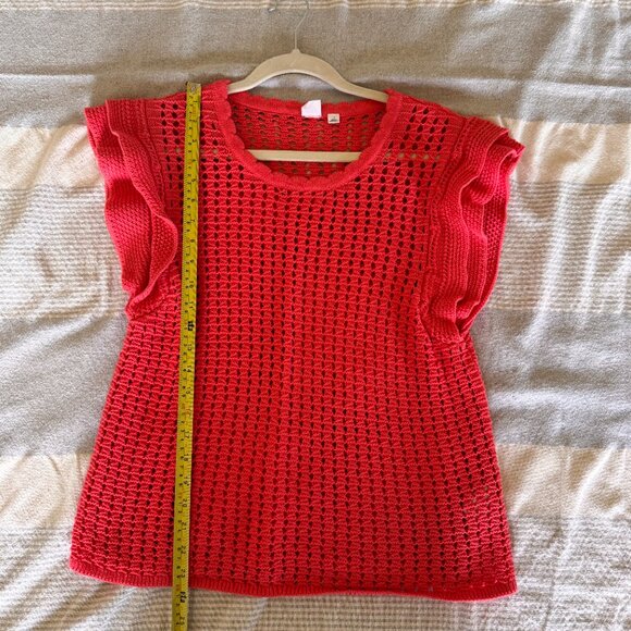 Crochet Flutter Sleeve Top - Picture 5 of 6